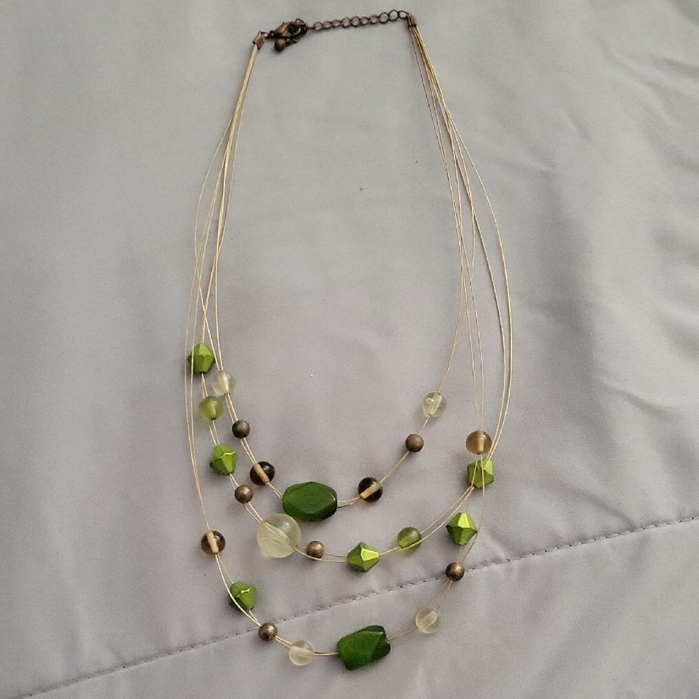 Elegant Green Multi-Strand Necklace